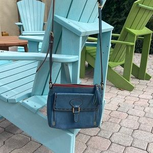 Dooney & Bourne Blue Leather Adjustable Shoulder Bag  EUC